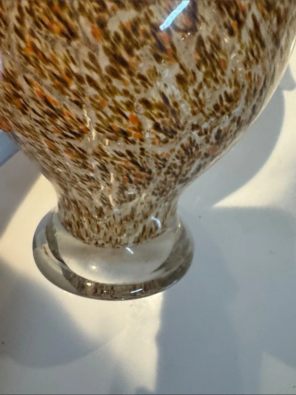 Bird Glass Vintage Speckled Pigeon Hawk White Brown Orange